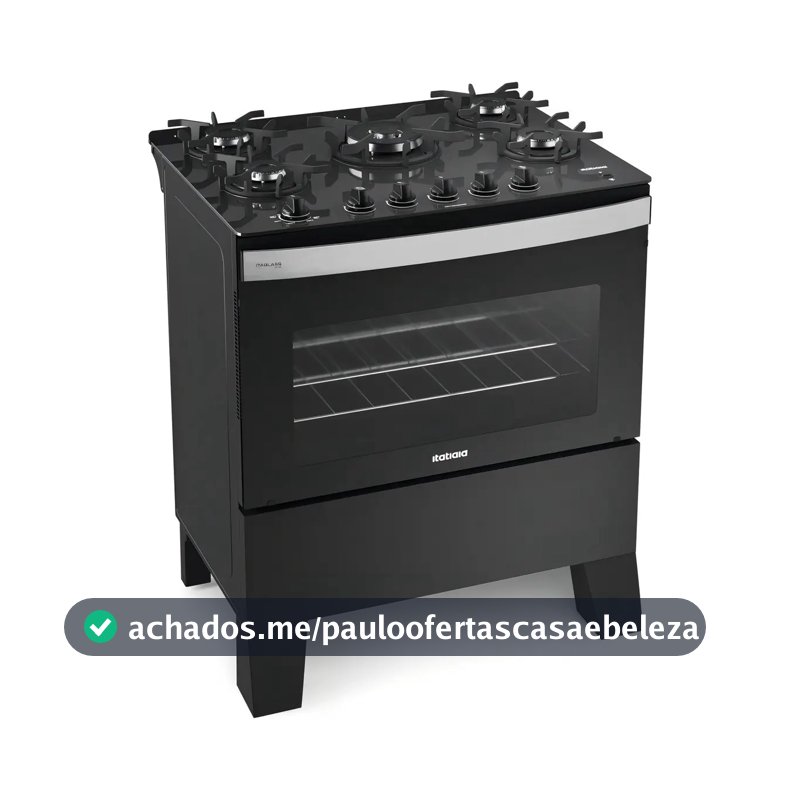 Fogão De Piso Itatiaia 5 Bocas Tc Itaglass Plus Cor Preto