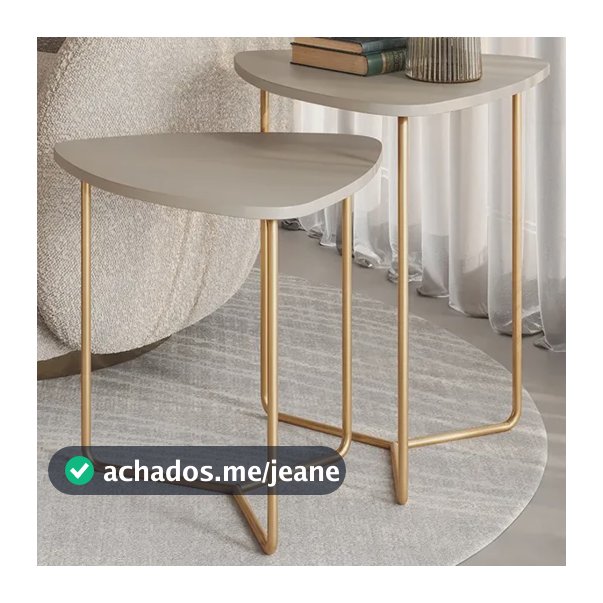 Mesinhas De Canto Apoio Lateral Para Sala Dourada Orgânica Off White Off White