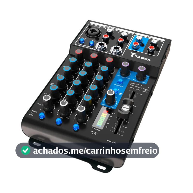 Mesa De Som Automotivo Tanca 3 Canais Com Usb Charger Preto