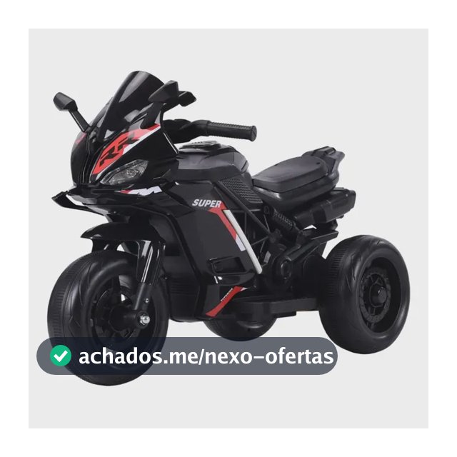Moto Elétrica Infantil Maxi Toys 3 Rodas 6V LED Multimídia Preta