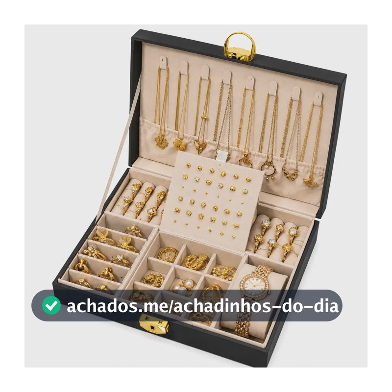 Porta Joias Organizador Com Compartimentos Eps-5001 Para Relógios E Acessórios Cor Preto