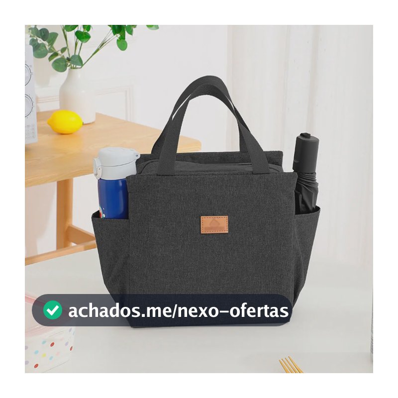 Bolsa Para Marmita Zíper Meimi Amores Preto Nylon Semi Impermeável