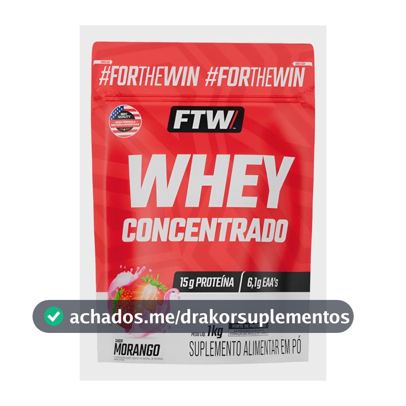Whey Protein Concentrado 1kg Sabor Morango - Ftw