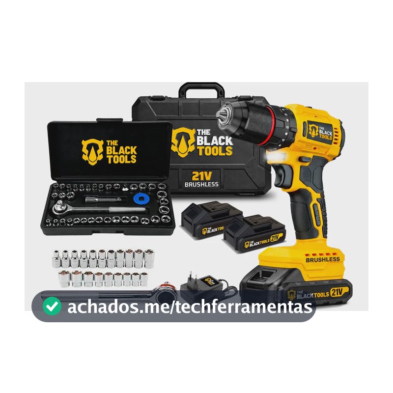 Furadeira Brushless À Bateria Bivolt + Kit Soquete 40 Peças Amarelo 127/220v