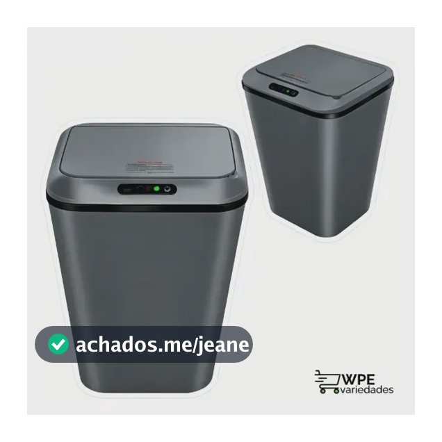 Lixeira Inteligente Sem Contato Sensor Infravermelho + USB Recarregável, Cinza Escuro 16L para Casa e Escritório.