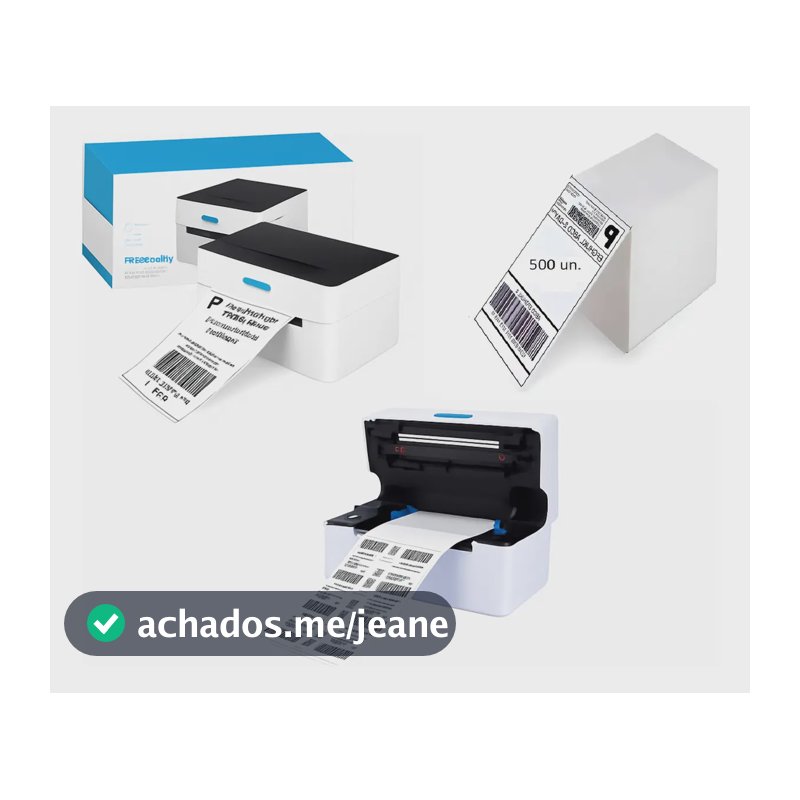 Impressora etiquetas Térmica Para E-commerce og ogaitcenter 100x150 e 40x25 + 500 Etiquetas Resma Dobrada Serrilhada 10x15 Cor Branco