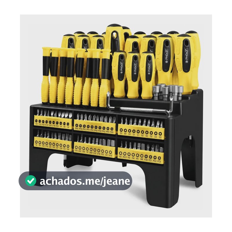 Jogo 100 Peças Chaves De Fenda/ Phillips E Bits Aço Precisão