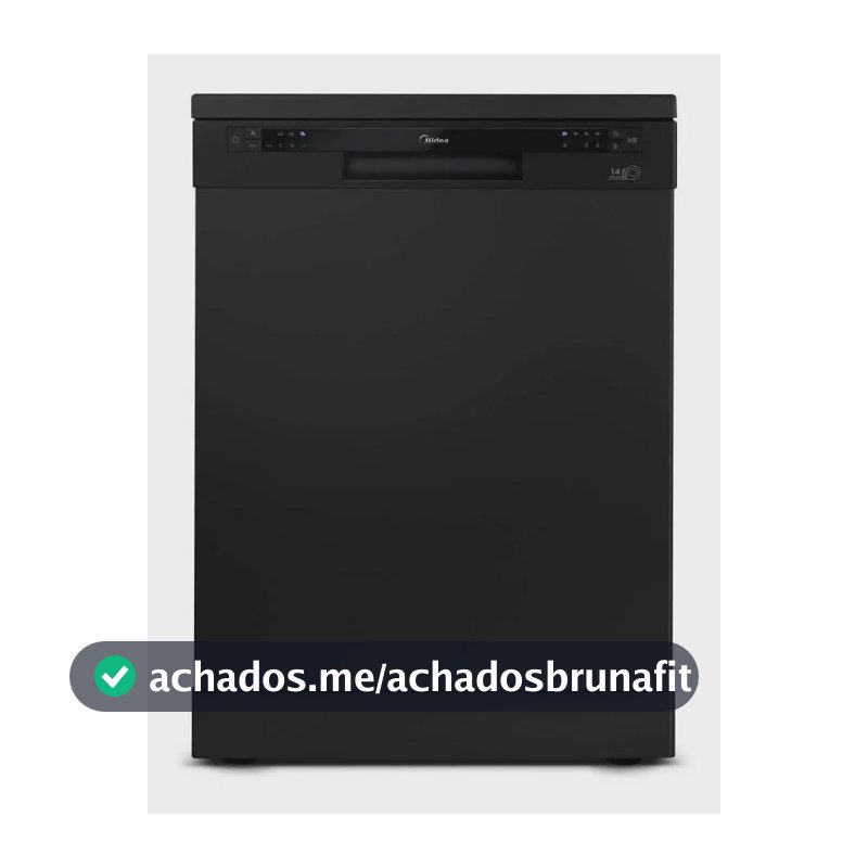 Lava Louca Midea 14 Servicos Preta DWA14P2 220V Black Maquina De Lavar Louca Pre Lavagem Meia Carga Eco Higienizacao 70C Painel Digital Timer Panela Copo Suporte Talheres Piso Embutir Cozinha 39kg