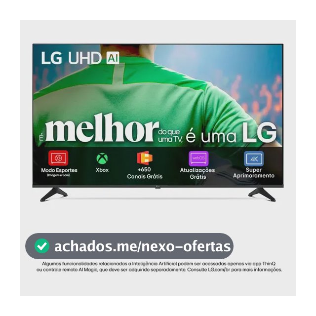 Smart TV LG UHD AI UA75 50 polegadas HDR10 Pro Processador α7 AI Ger8 webOS 25