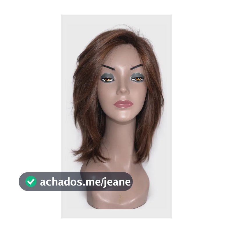 Peruca Wig Curto Cabelos Humanos Castanho Franjão 30 Cm Castanho M