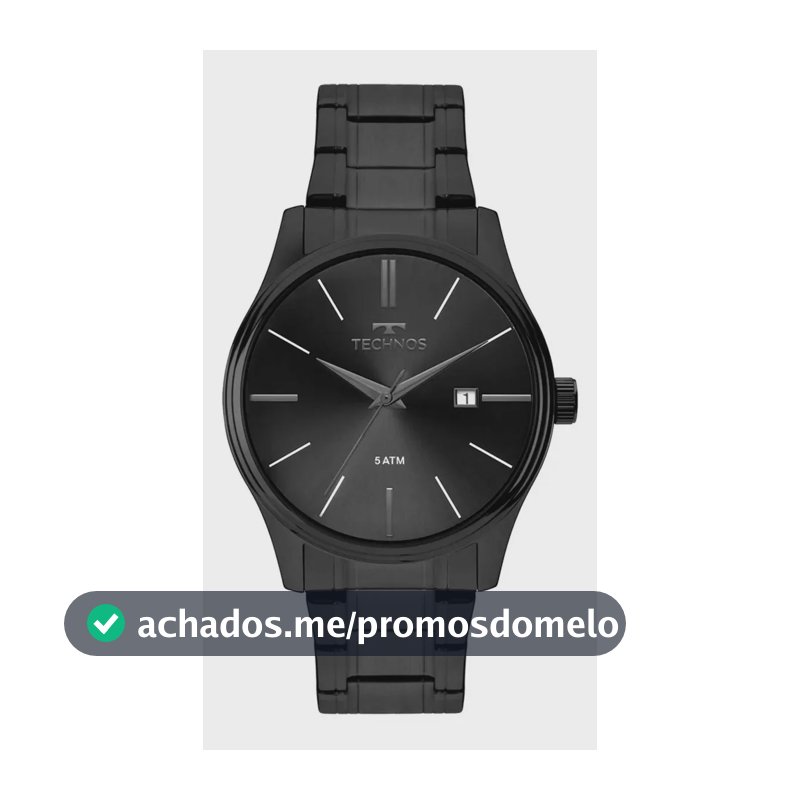 Relógio Technos Masculino Quartzo Grafite 42mm Aço Resistente à Água