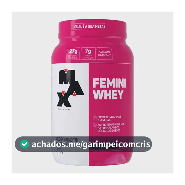 Whey Protein 900g Femini Whey Protein Max Titanium Chocolate Proteína E Colágeno