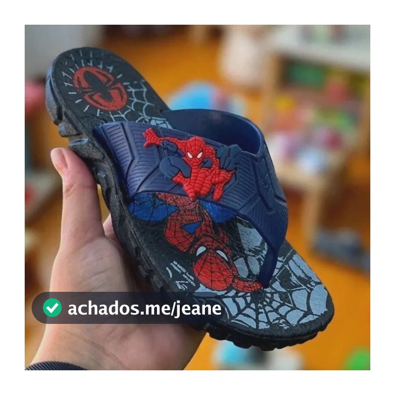 Chinelo Infantil Masculino Desenho Personagem 25 Ao 32 Preto Homem Aranha 31.32 Br