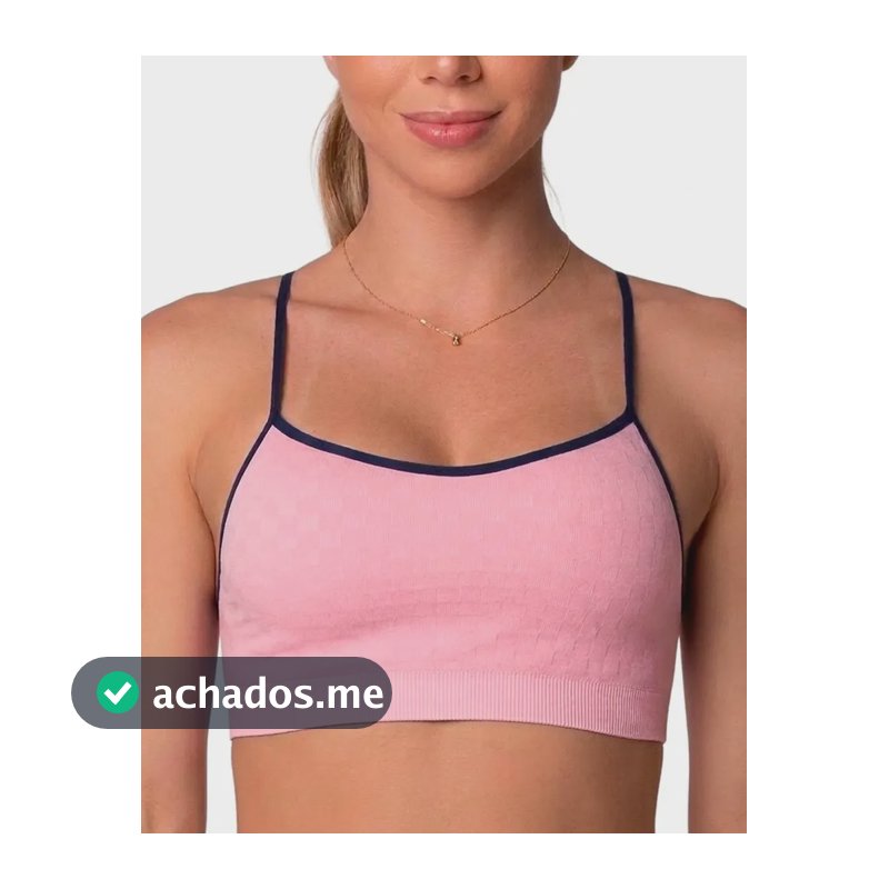 Top Selene Com Bojo Removível Fitness Sem Costura Alça Fina Rosa Liso M - 38 A 40