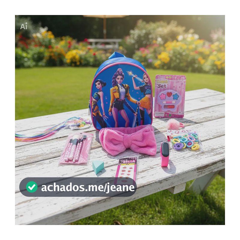 Kit Mochila Kpop Huntrix Maquiagem Infantil Completo Relogio