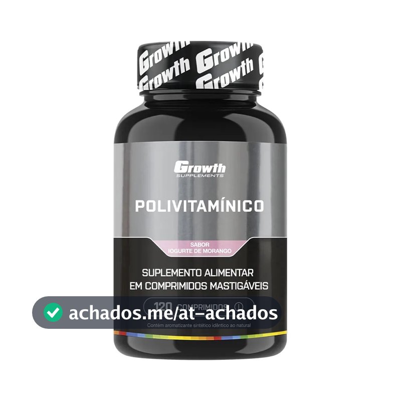 Polivitaminico Mastigável 120un. Growth Supplements - Sabor Morango