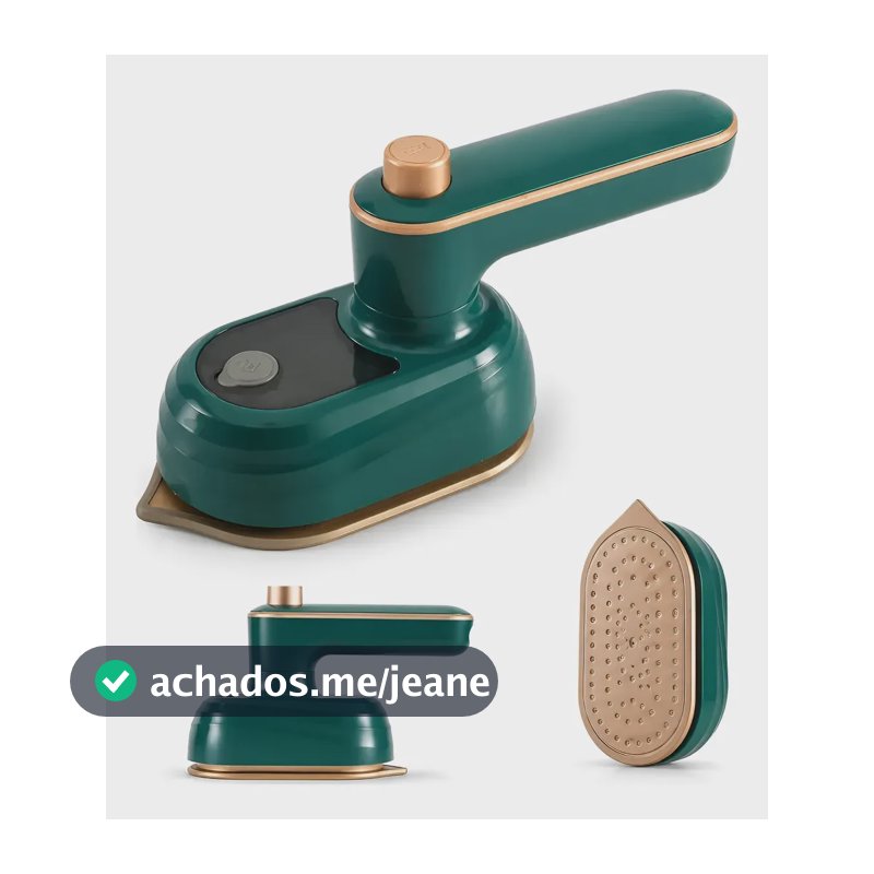 Mini Ferro De Passar Roupa A Vapor Portátil Bivolt Viagem Verde-escuro 127/220v