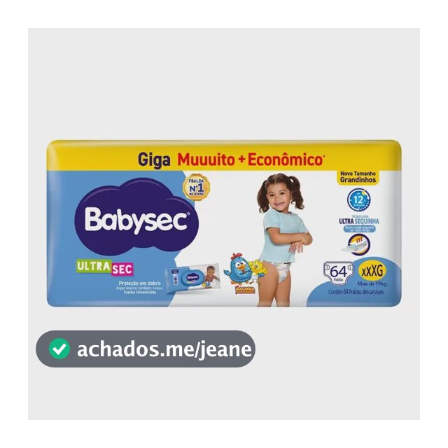 Fralda Babysec Ultra Giga Xxxg 64 Unidades