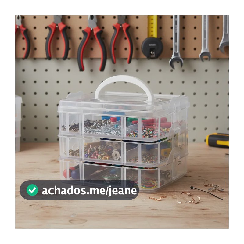 Maleta Organizadora 3 Compartimentos 15x15x12,5cm Transparente