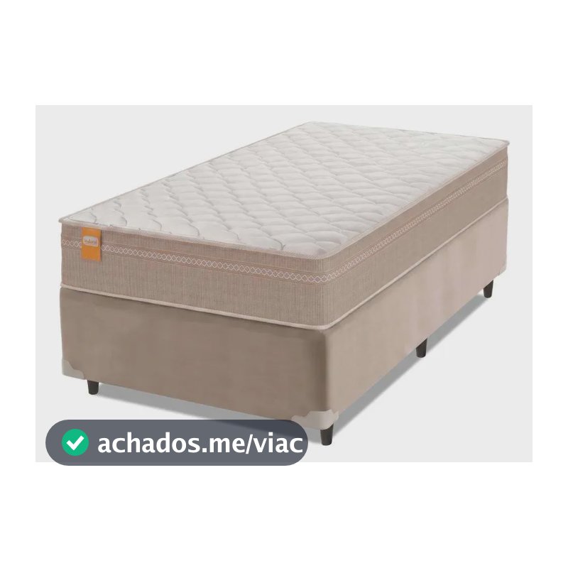 Cama Box Solteiro Inducol Qatar Molas MaxForce Pro 88x188cm Bege/Branco