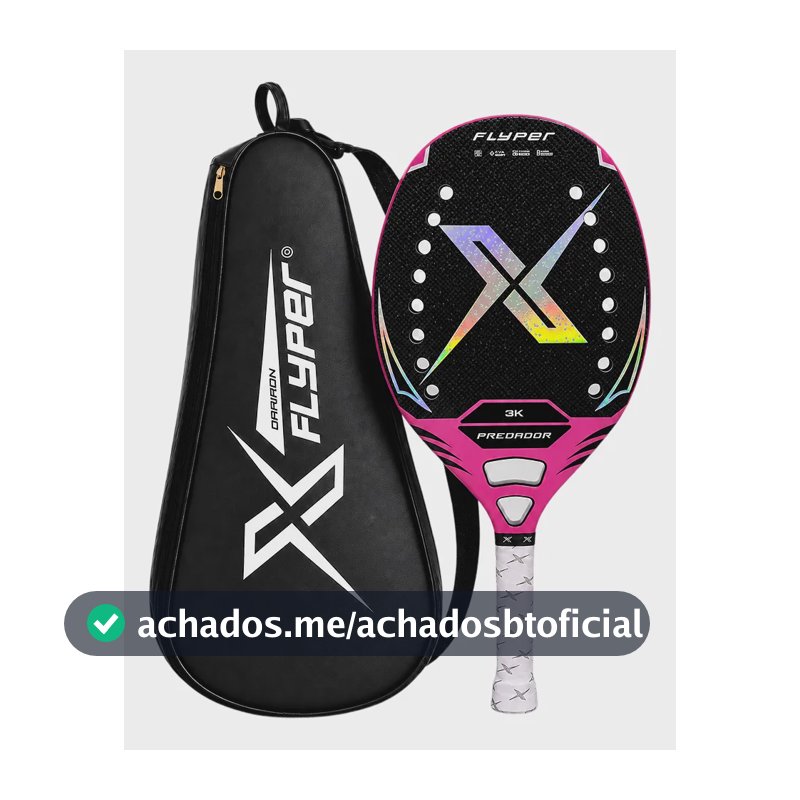 Raquete Beach Tennis Predador Carbono 3k Pro 315g Flyper Predadaor. Rosa