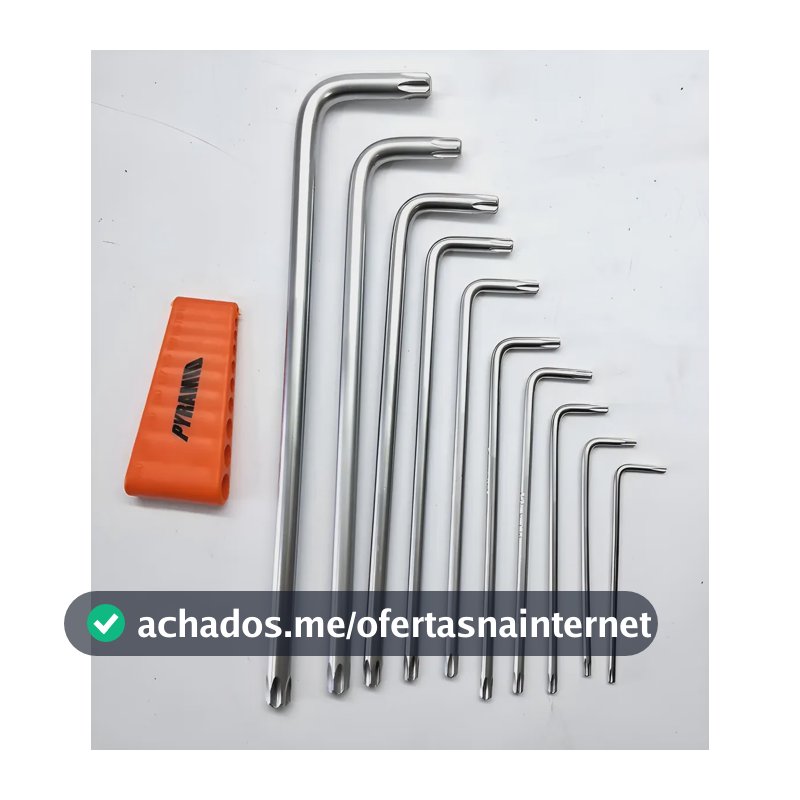 Jogo De Chaves Torx 10 Peças Em Aço T9 A T50 Em L Pyramid Azul-aço