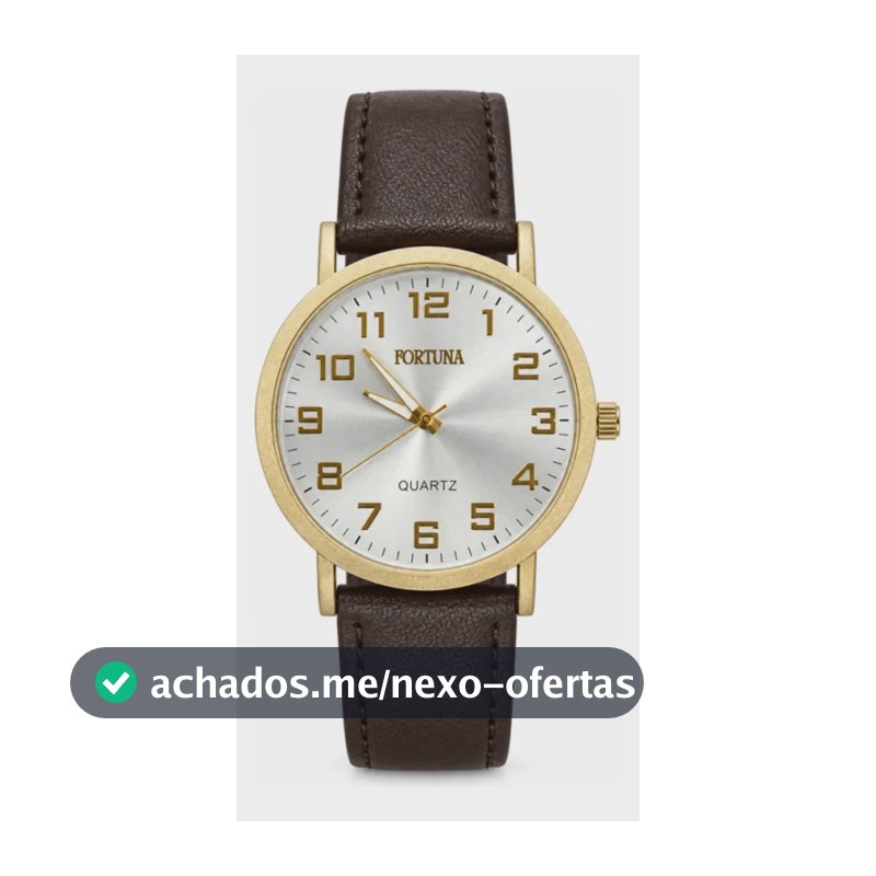 Relógio De Pulso Masculino Minimalista Old Money Fortuna Marrom Cx Dourada E Branco