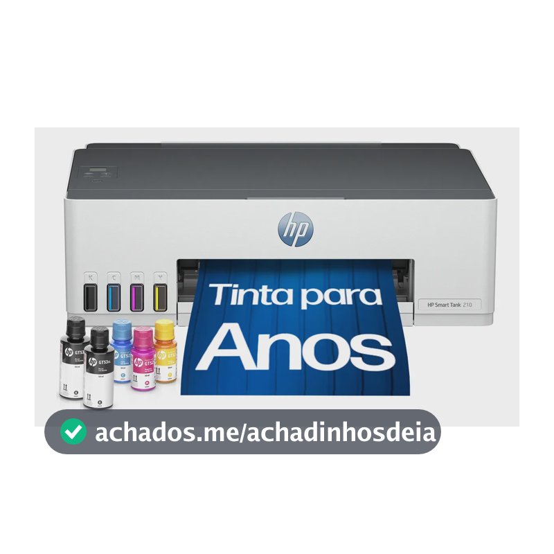 Impressora HP Smart Tank 210 com Tanque de Tinta Colorida - Com Wi-Fi - USB 2.0 de alta velocidade. Funções da impressora: Imprimir. Cor: ‎Branco (3D4L5A)