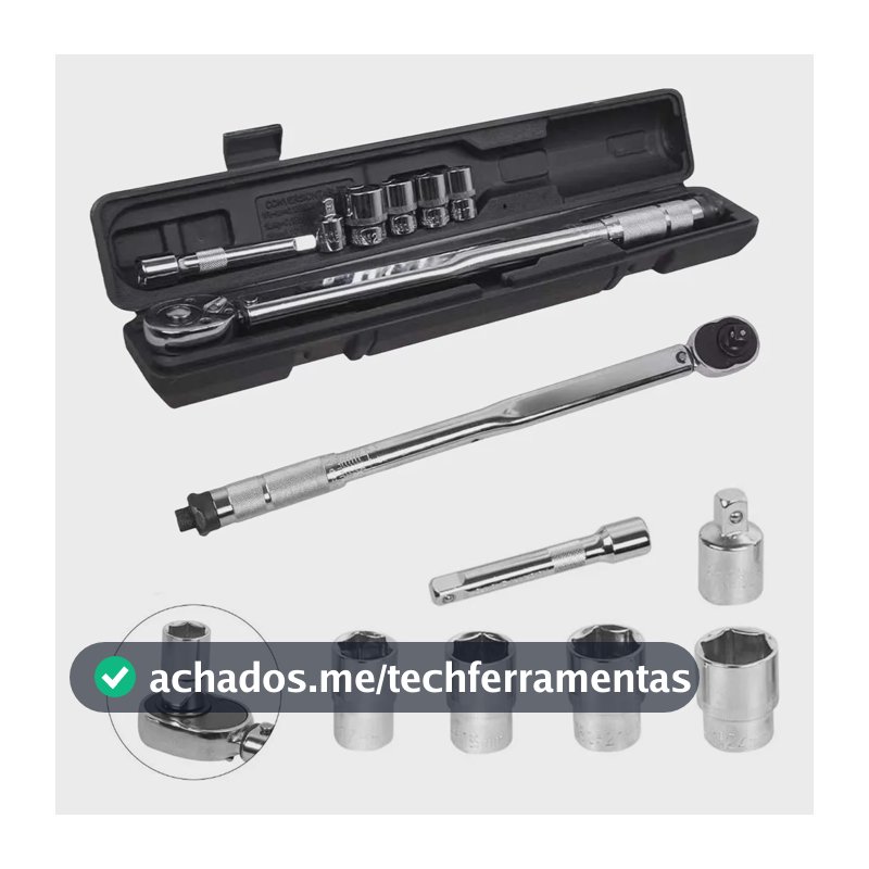 Torquimetro De Estalo 1/2 Pol 28-210nm Cr-mo Reversível 8pcs