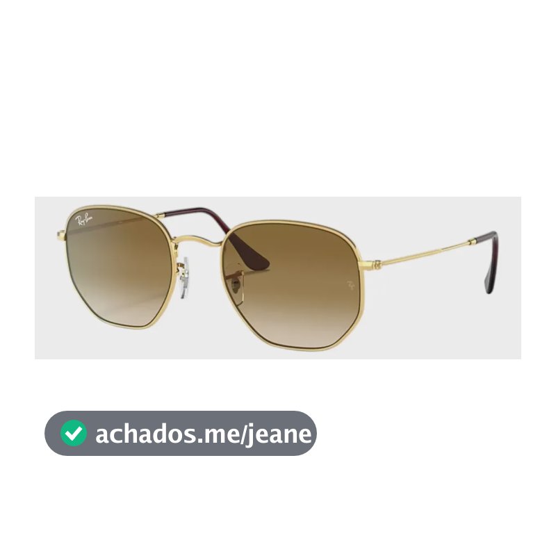 Óculos De Sol Ray-ban Hexagonal Tradicional Tam 51 Original Lente Marrom Degradê