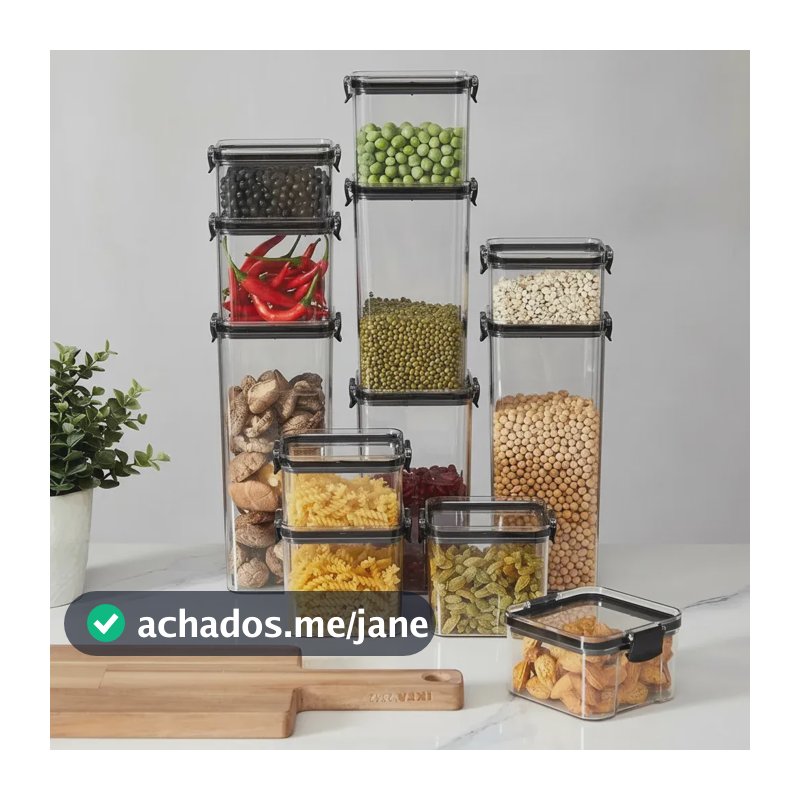 Kit 12 Potes Herméticos Quadrados Haushop Para Alimentos Transparente