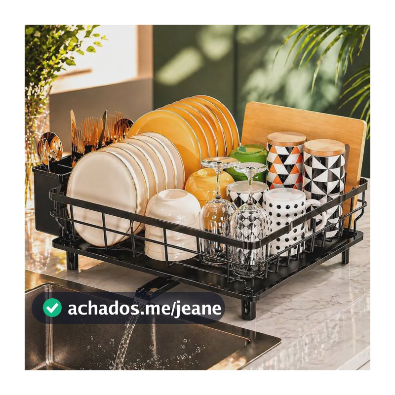 Escorredor De Pratos Em Aço Inox Com Dreno Prateleira De Pratos Drenagem Automática Para Pratos Copos Talheres e Tigela Limoa
