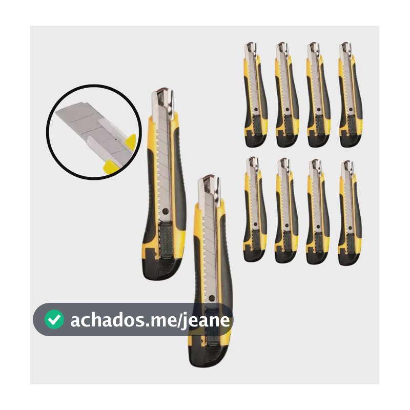 Kit 10 Estilete Profissional Emborrachado 18mm Com Trava
