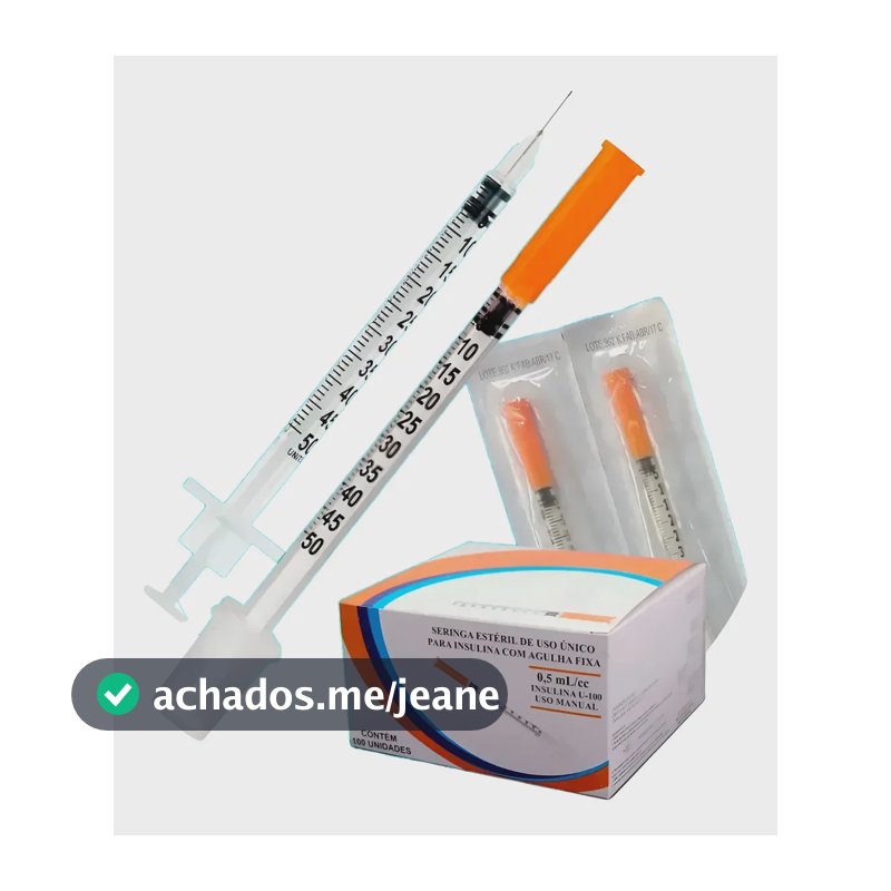 Seringa Insulina Sr 0.5ml 6 X 0.25mm Agulha Fixa 100 Unidade Capacidade 0.5 Ml