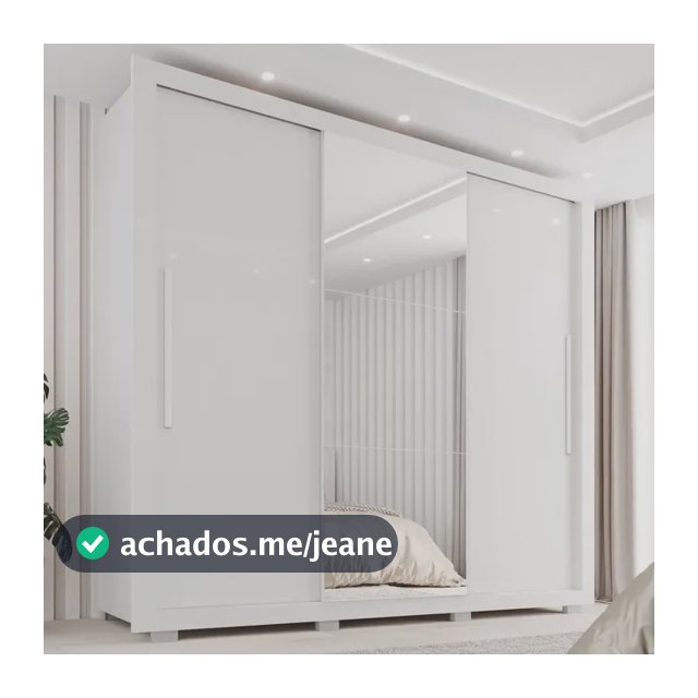 Guarda-roupa Casal Com Espelho 3 Portas 4 Gavetas Costa Rica Branco