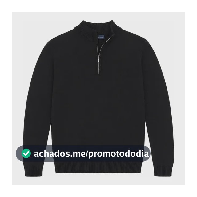 Sueter Masculino Tricot Quarter Ziper Cotton Leve Elegante Preto M