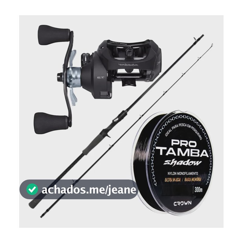Kit Pesca Carretilha Vara 2,10m Linha Saint Pro Tamba Shadow Preto Direita