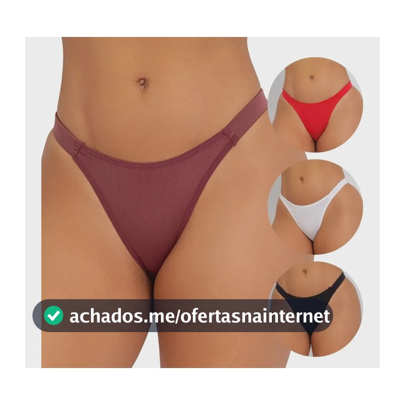 Kit 5 Calcinha Tanga Fio Duplo Elástico Tirinha Conforto Multicor M