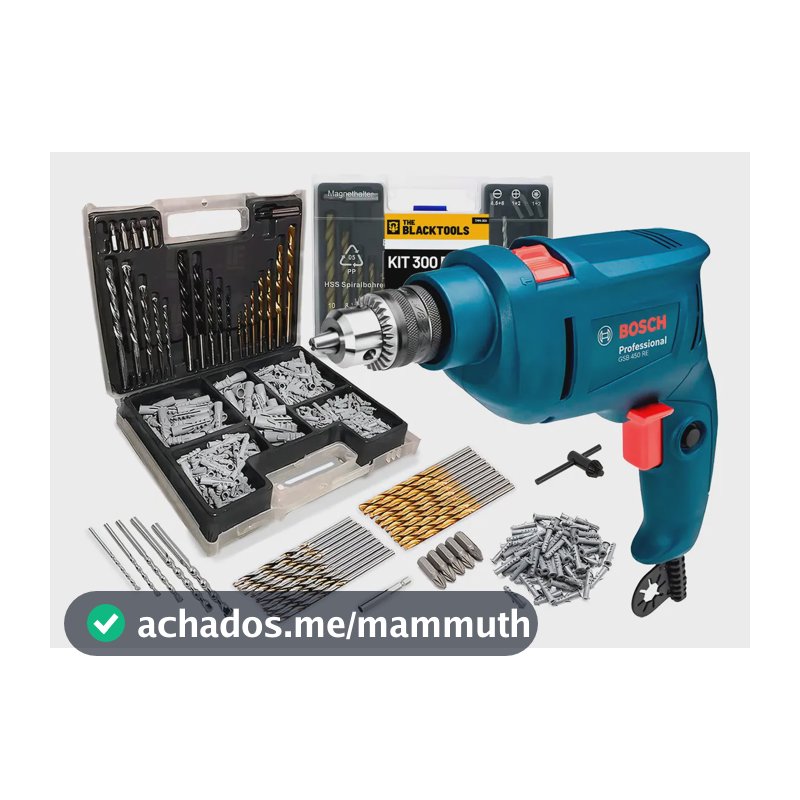 Furadeira De Impacto Bosch GSB 450 RE 450W 10mm Com Brocas e Buchas