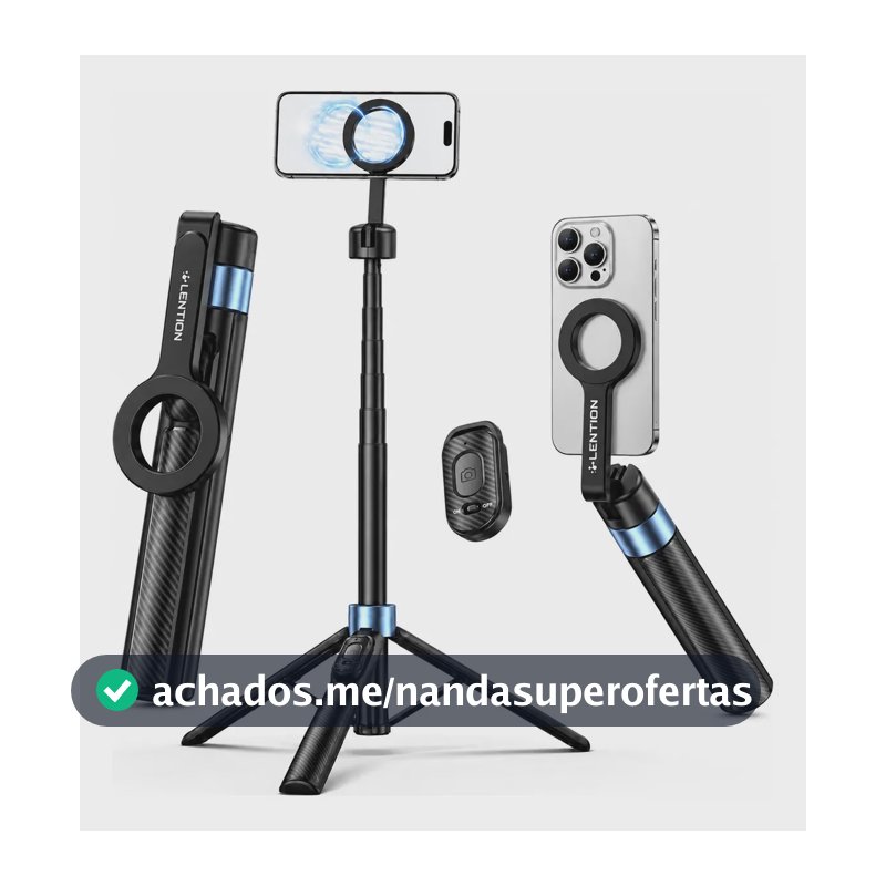 Tripé Magnético Profissional para Celular com Rotação 360°, Controle Bluetooth e 1,25m de Altura