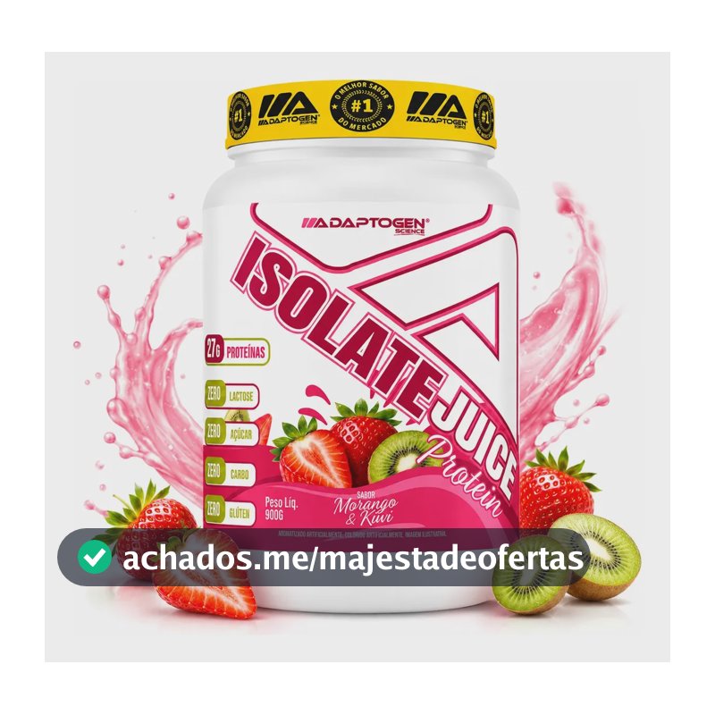 Proteína Adaptogen Isolate Juice em pó sabor Morango kiwi x 900g