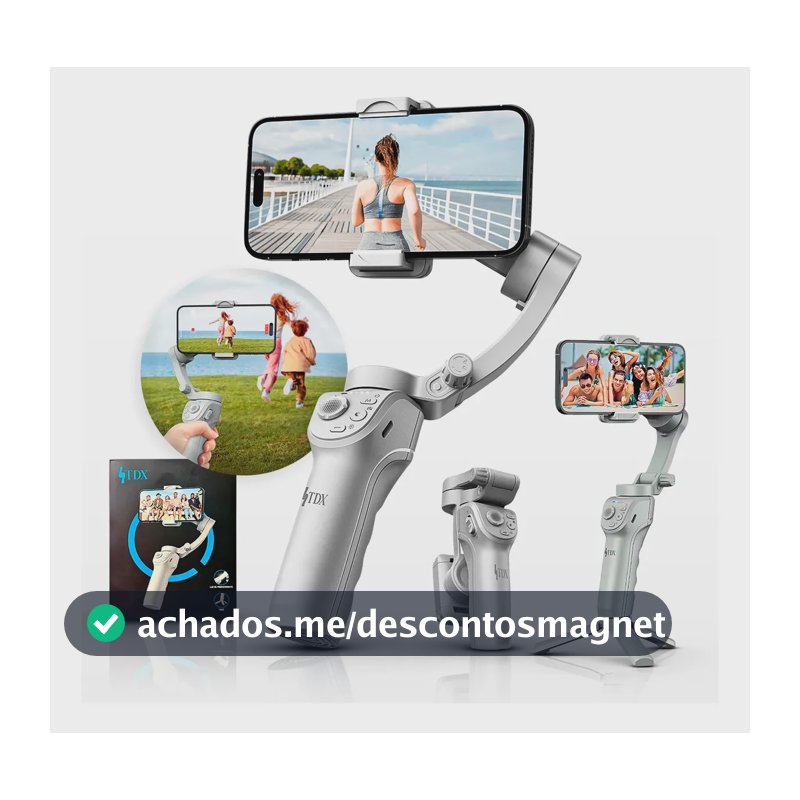 Gimbal Estabilizador De Vídeo 3 Eixos Com Tripé I.a Integrada Rastreamento Facial Pau De Selfie Adaptável Anti-tremor Câmera 360 Compatível Com iPhone Andoid Ios Modo Inception Cinza