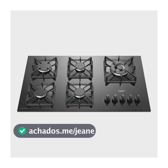 Cooktop 5 Bocas Dako Diplomata Com Mesa De Vidro E Tripla Chama E Acendimento Automático A Gás Preto Bivolt