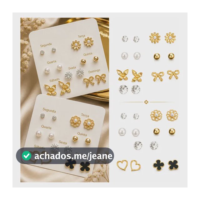 Kit 14 Pares De Brincos Minimalista Elegante Perola Zirconia Dourado
