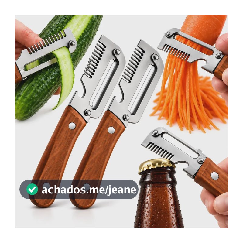 Kit 2 Descascador De Vegetais Multifuncional Com Abridor,aço Descascador Legumes