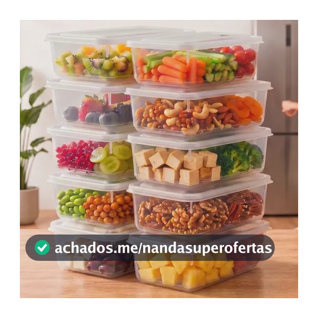 Kit 10 Potes 1 Litro Transparente Marmita Fitness Bpa Free Tampa Hermética Reutilizável Micro E Freezer Mantimentos ponte lar utilidades