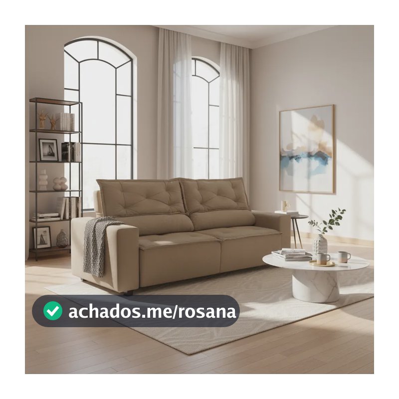 Sofá Retrátil Reclinável C Molas 1,50m Livia Suede Cappucino Bege Suede