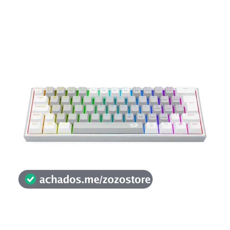 Teclado Gamer Redragon K617 Compacto Fizz Rgb Cinza E Branco