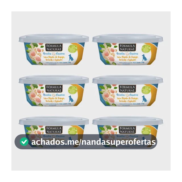 Ração Úmida Fórmula Natural Cão Adulto Risoto Frango 6x270g Comida Caseira