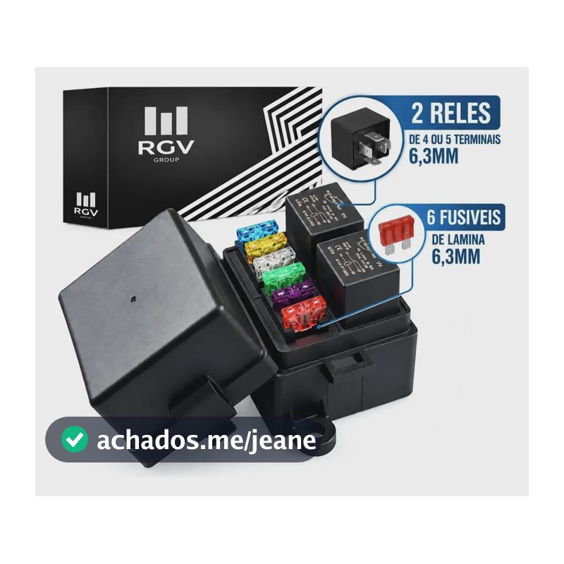 Caixa Suporte 6 Fusiveis 2 Reles 4/5 Terminais 12v 24v Rgv